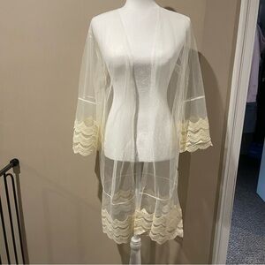 Cream Lace Trim Robe Intimates sexy